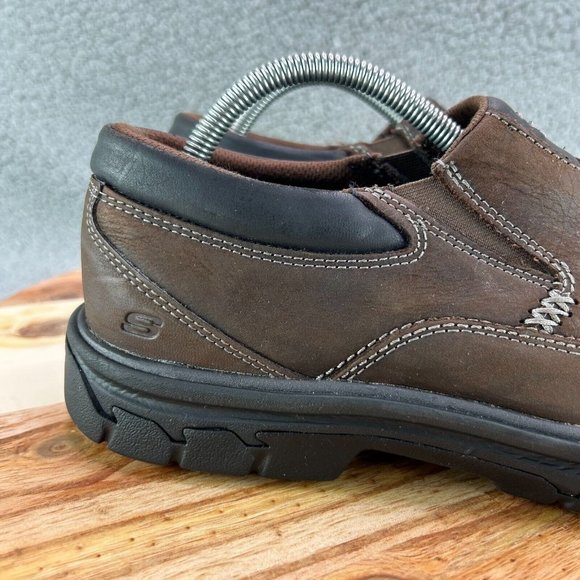Skechers Shoes Men\'s Sz 8.5 Relaxed Fit Brown Leather Slip On Loafers main image 8